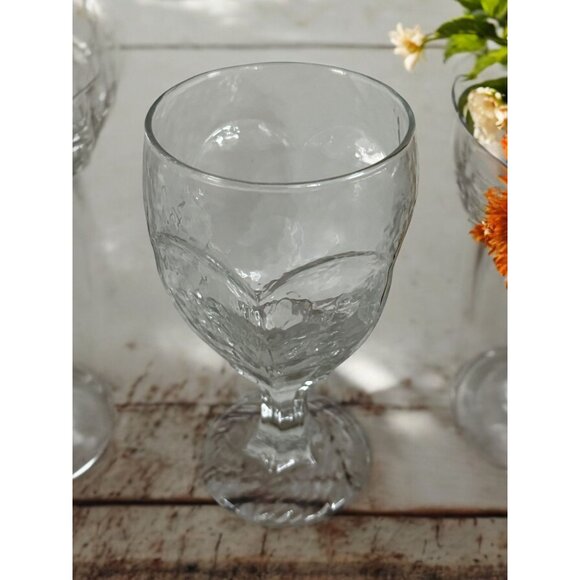 Set Of 4 Vintage Libbey Chivalry Textured Clear Glass Goblets - Picture 9 of 11